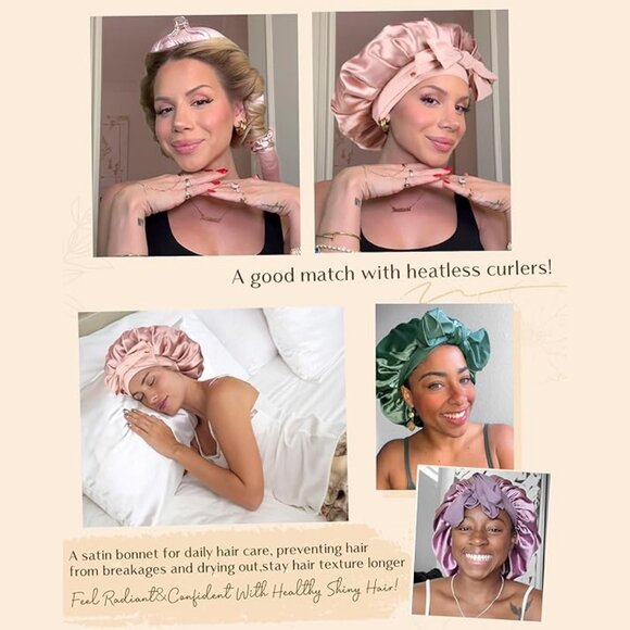 Silk Sleeping Bonnet in Pink - Picture 5 of 10